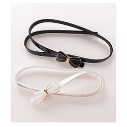 Pine Kids Belt Free Size with Bow Applique Pack of 2 - White & Black