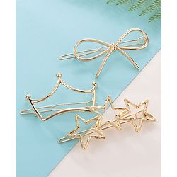 Pine Kids Free Size Hair Pins Pack of 3 - Golden