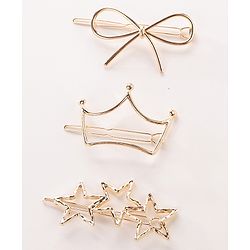 Pine Kids Free Size Hair Pins Pack of 3 - Golden