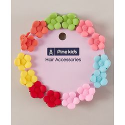 Pine Kids Free Size Floral Design Hair Clips Pack of 14 - Multicolour