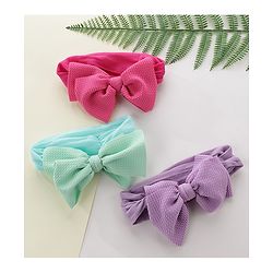 Pine Kids Free Size Headbands with  Bow Applique Pack of 3 - Multicolor