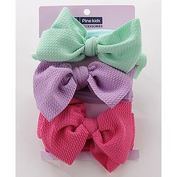 Pine Kids Free Size Headbands with  Bow Applique Pack of 3 - Multicolor