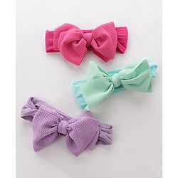 Pine Kids Free Size Headbands with  Bow Applique Pack of 3 - Multicolor