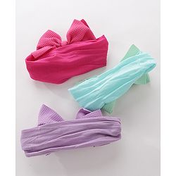 Pine Kids Free Size Headbands with  Bow Applique Pack of 3 - Multicolor