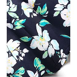 Pine Kids Poplin Woven Full Sleeves Floral Dress with Self Belt- Navy Blue