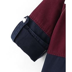 Pine Kids Roll Up Full Sleeves Cut & Sew Pattern Solid Color Shirt - Red & Blue