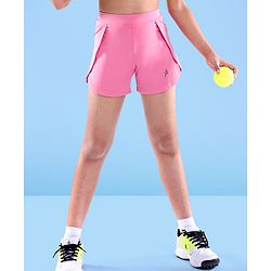 Pine Active High Stretch Mid Thigh Length Solid Shorts With Tights- Pink