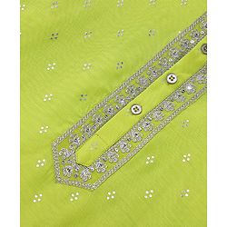 Pine Kids Embroidered Full Sleeves Kurta Pyjama Set- Lime Green