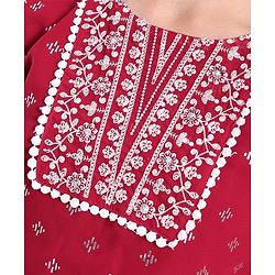 Pine Kids All Over Printed Half Sleeves Lehenga Choli Set- Red