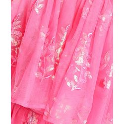 Pine Kids Sleeveless All Over Embroidered Lehenga Choli Set- Hot Pink