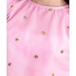 Pine Kids Woven Half Sleeves Lehenga Choli Set Embroidered - Yellow & Pink