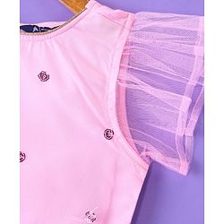 Pine Kids All Over Floral Embroidered Half Sleeves Choli Lehanga Set - Light Blue