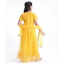 Pine Kids All Over Embroidered Half Sleeves Choli Lehenga  Set- Yellow
