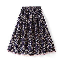 Pine Kids Cold Shoulder Sleeves All Over Printed Choli Lehanga  Set - Navy