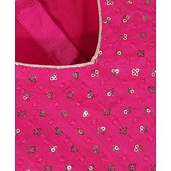 Pine Kids Embroidered Half Sleeves Choli Lehenga  Set- Pink