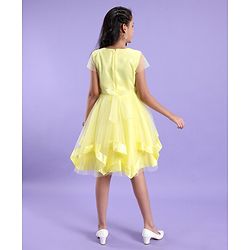 Pine Kids Half Sleeves Partywear Dress with Bow Applique & Sequin  Detailing - Yellow