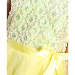 Pine Kids Half Sleeves Partywear Dress with Bow Applique & Sequin  Detailing - Yellow