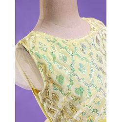 Pine Kids Half Sleeves Partywear Dress with Bow Applique & Sequin  Detailing - Yellow