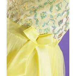 Pine Kids Half Sleeves Partywear Dress with Bow Applique & Sequin  Detailing - Yellow