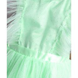 Pine Kids Cap Sleeves Glitter Printed Partywear Dress- Mint