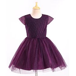 Pine Kids Half Sleeves Shimmered Party Wear Dress - Wine