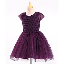 Pine Kids Half Sleeves Shimmered Party Wear Dress - Wine