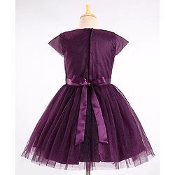 Pine Kids Half Sleeves Shimmered Party Wear Dress - Wine