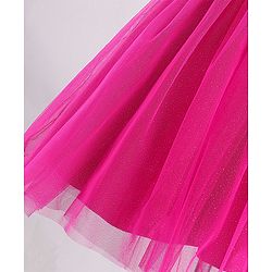 Pine Kids Half Sleeves Sequin Knee Length Party Wear Dress- Hot Pink