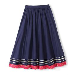 Pine Kids Rayon Half Sleeves Brocade Choli Lehenga  Set- Navy