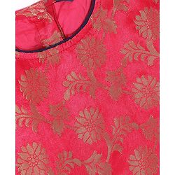 Pine Kids Rayon Half Sleeves Brocade Choli Lehenga  Set- Navy