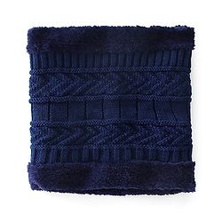 Pine Kids Knitted Woolen Cap & Snood Set with Cable Knit Design Navy Blue - Diameter 13.5 cm