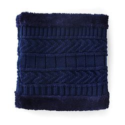 Pine Kids Knitted Woolen Cap & Snood Set with Cable Knit Design Navy Blue - Diameter 13.5 cm