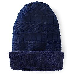 Pine Kids Knitted Woolen Cap & Snood Set with Cable Knit Design Navy Blue - Diameter 13.5 cm