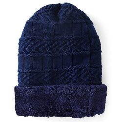 Pine Kids Knitted Woolen Cap & Snood Set with Cable Knit Design Navy Blue - Diameter 13.5 cm