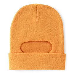 Pine Kids Knitted Solid Design Monkey Cap Navy Mustard Yellow - Diameter 11.5 cm