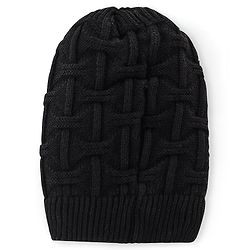 Pine Kids Knitted Cable Knit Design Beanie Cap Black - Diameter 12.5 cm