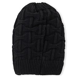 Pine Kids Knitted Cable Knit Design Beanie Cap Black - Diameter 12.5 cm