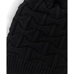 Pine Kids Knitted Cable Knit Design Beanie Cap Black - Diameter 12.5 cm