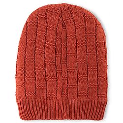 Pine Kids Cable Knit  Woollen Cap Orange - Diameter 12 cm