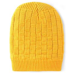Pine Kids Cable Knit Woollen Cap Yellow - Diameter 14 cm