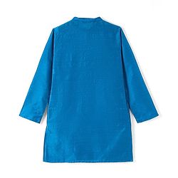 Pine Kids Full Sleeves Kurta Pyjama Set with Printed Bandi - Blue