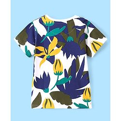 Pine Kids Half Sleeves Floral Print Bio Washed T-Shirt - White