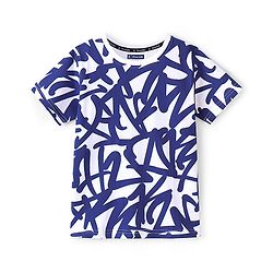 Pine Kids Half Sleeves Printed Bio Washed T-Shirt - White