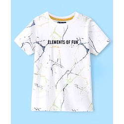 Pine Kids Half Sleeves Text Print Bio Washed T-Shirt - White