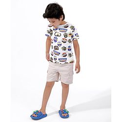 Pine Kids Half Sleeves Printed Bio Washed T-Shirt - White