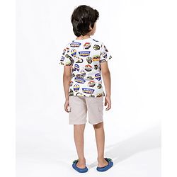 Pine Kids Half Sleeves Printed Bio Washed T-Shirt - White