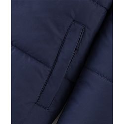 Pine Kids Full Sleeves Medium Winter Hooded Jacket Text Print - Navy Blue