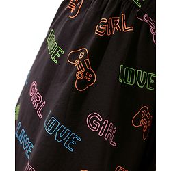 Pine Kids Cotton Knitted Text Printed Half Sleeves Frock - Black