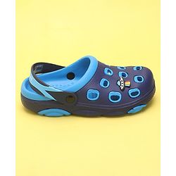 Pine Kids Clogs with Back Strap Closure & UFO Applique- Sky Blue &  Blue
