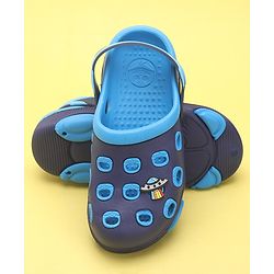 Pine Kids Clogs with Back Strap Closure & UFO Applique- Sky Blue &  Blue